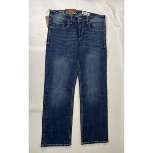 TK Axel Slim Boot Cut Stretch Contrast Stitch Jeans Mens Size 34x32 Blue